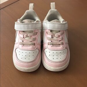 Nike Pink and White Sneakers with Velcro Strap